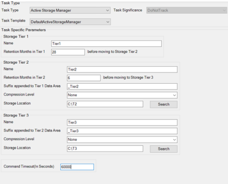 Configuring the task template and parameters for SQL Server.